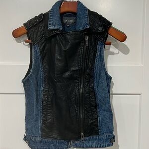 Miss Me Faux Leather and Denim Vest Sz M